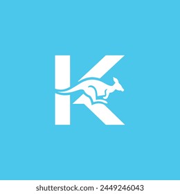 Kangaroo Logo Vector or Kangaroo Letter K Logo Vector. Simple design of the letter K logo for a marsupial animal symbol or products with a kangaroo logo. 