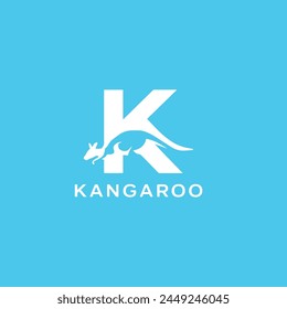 Kangaroo Logo Vector or Kangaroo Letter K Logo Vector. Simple design of the letter K logo for a marsupial animal symbol or products with a kangaroo logo. 