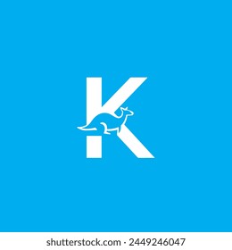 Kangaroo Logo Vector or Kangaroo Letter K Logo Vector. Simple design of the letter K logo for a marsupial animal symbol or products with a kangaroo logo. 