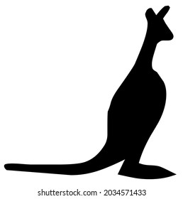 Kangaroo, marsupial, animal living in Australia, wildlife, vector, illustration, in black and white color, isolated on white background