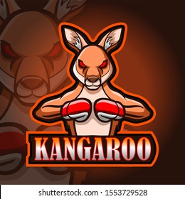Kangaroo mascot esport logo design.