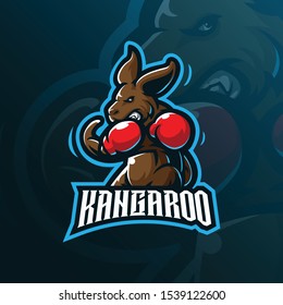 kangaroo mascot logo design vector with modern illustration concept style for badge, emblem and tshirt printing. angry kangaroo illustration.