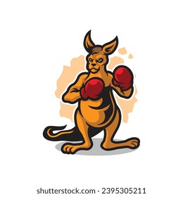 Kangaroo mascot logo design vector with modern illustration concept style for badge, emblem and t shirt printing. Kangaroo boxing illustration.