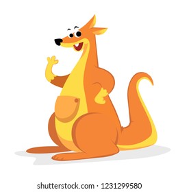 kangaroo mascot say hello pose