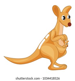 Kangaroo Mom with Baby Vector Illustration with white Background