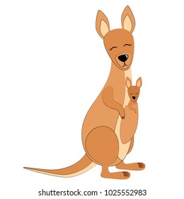  Kangaroo mom Set Vector Illustration