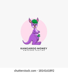 Logotipo del vector de ilustraciones de mascota de dinero canguro.