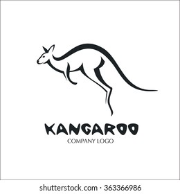 Kangaroo. Monochrome vector logo.