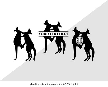 Kangaroo Monogram Vector Illustration Silhouette