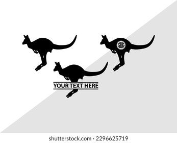 Kangaroo Monogram Vector Illustration Silhouette