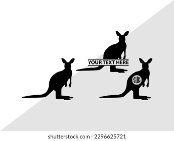 Kangaroo Monogram Vector Illustration Silhouette