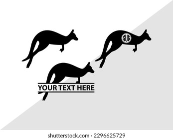 Kangaroo Monogram Vector Illustration Silhouette