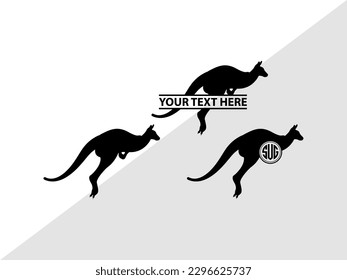 Kangaroo Monogram Vector Illustration Silhouette