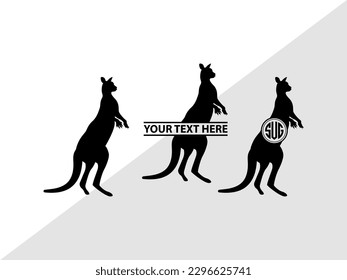 Kangaroo Monogram Vector Illustration Silhouette