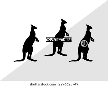 Kangaroo Monogram Vector Illustration Silhouette