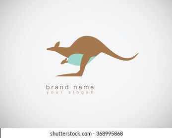 Kangaroo mother and child logo vector