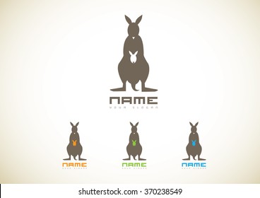 Kangaroo mother and child logo vector
