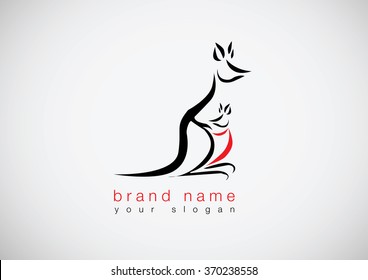 Kangaroo mother and child logo vector