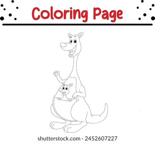 kangaroo mother with her baby coloring page for kids