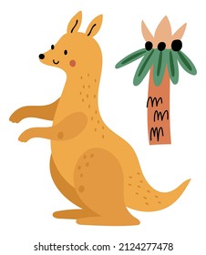 Kangaroo in nature. Cute exotic animal character