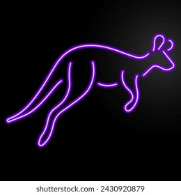 kangaroo neon sign, modern glowing banner design, colorful modern design trend on black background. Vector illustration.