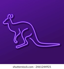 kangaroo neon sign, modern glowing banner design, colorful modern design trend. Vector illustration.