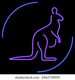 kangaroo neon sign, modern glowing banner design, colorful modern design trend on black background. Vector illustration.