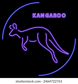 kangaroo neon sign, modern glowing banner design, colorful modern design trend on black background. Vector illustration.