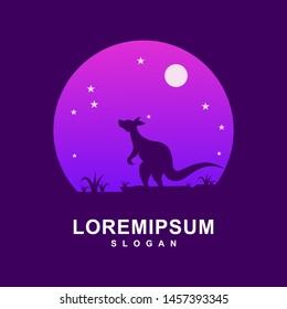 kangaroo in the night illustration design