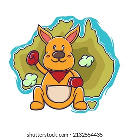 kangaroo on the Australian continent, suitable for stickers and t-shirts