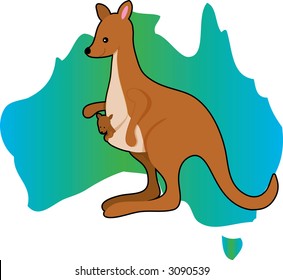 Kangaroo on an Australian map