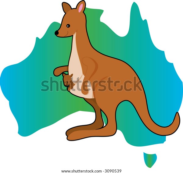 Kangaroo On Australian Map Stock Vector (royalty Free) 3090539