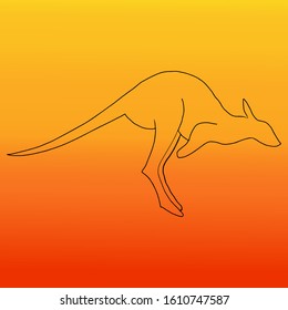 Kangaroo on a background of fire. Fire in Australia. Help people and animals. Poster for news, Newspapers. Animals Of Australia.Vector illustration