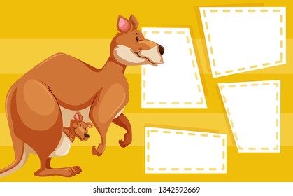 Un kangaro en la ilustración de nota en blanco