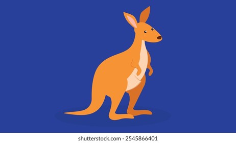 Kangaroo on a blue background. Vector illustration in flat style.