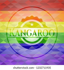 Kangaroo on mosaic background with the colors of the LGBT flag