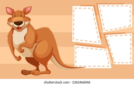 Kangaroo on note template illustration