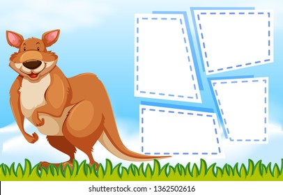 Kangaroo on note template illustration