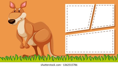 Kangaroo on note template illustration