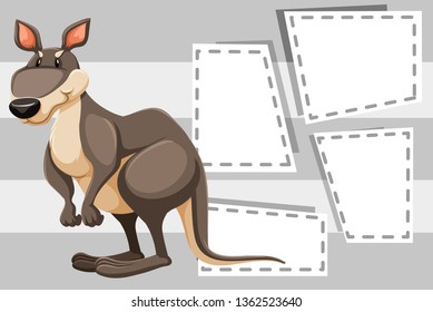 Kangaroo on note template illustration