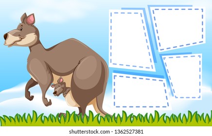 Kangaroo on note template illustration