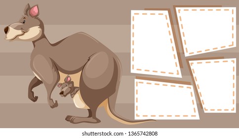 Kangaroo on note template illustration