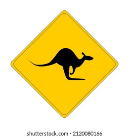 Kangaroo on warning road sign