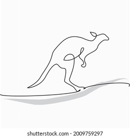 Kangaroo one line art logo - Animal jump jumping kangaroo wallaby rugby line patern. Vectoricon icons sign fun symbol silhouette australia australian tourism travel Kangaroos island.