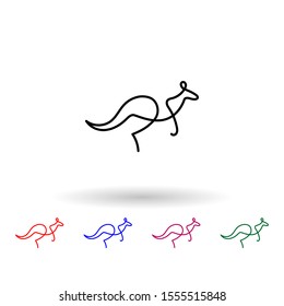 Kangaroo one line multi color icon. Simple thin line, outline vector of animals one line icons for ui and ux, website or mobile application