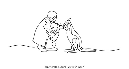 Kangaroo Oneline Continuous Single Line Art