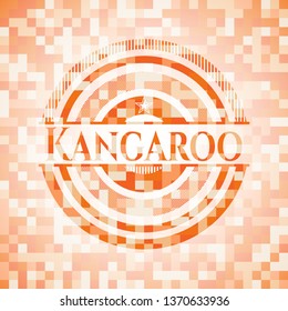 Kangaroo orange tile background illustration. Square geometric mosaic seamless pattern with emblem inside.