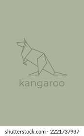kangaroo origami. Abstract line art kangaroo logo design. Animal origami. Animal line art. Pet shop outline illustration. Vector illustration