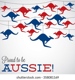 Kangaroo ornament Australia day Card in vector format.