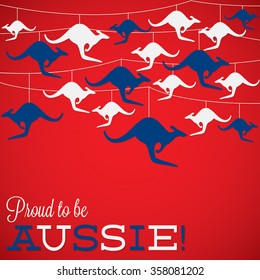 Kangaroo ornament Australia day Card in vector format.